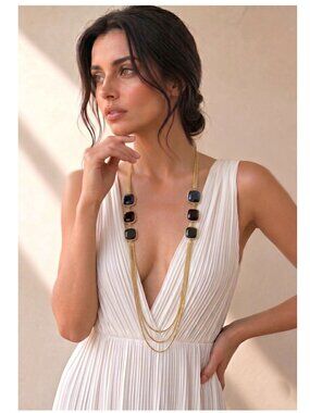Elegant Multi-Stone Gold Chain Necklace – Statement Jewellery for Women